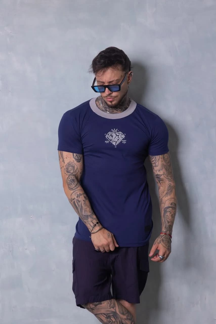 Camiseta Nozes Contrast — Azul Marinho, foto 1